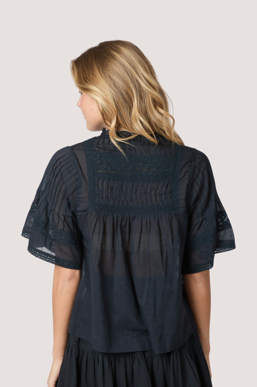 NEO NOIR -SIAMA S VOILE BLOUSE - NAVY