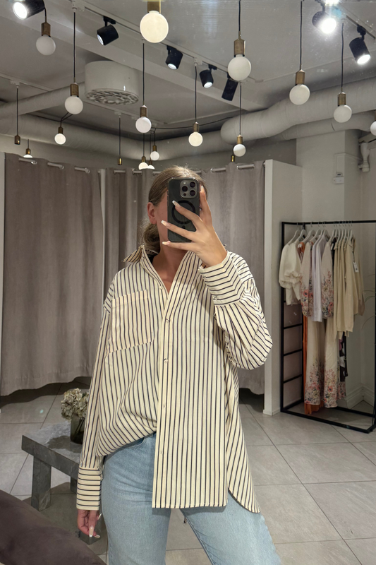 NORR - LINNA LS SHIRT - BLACK STRIPE