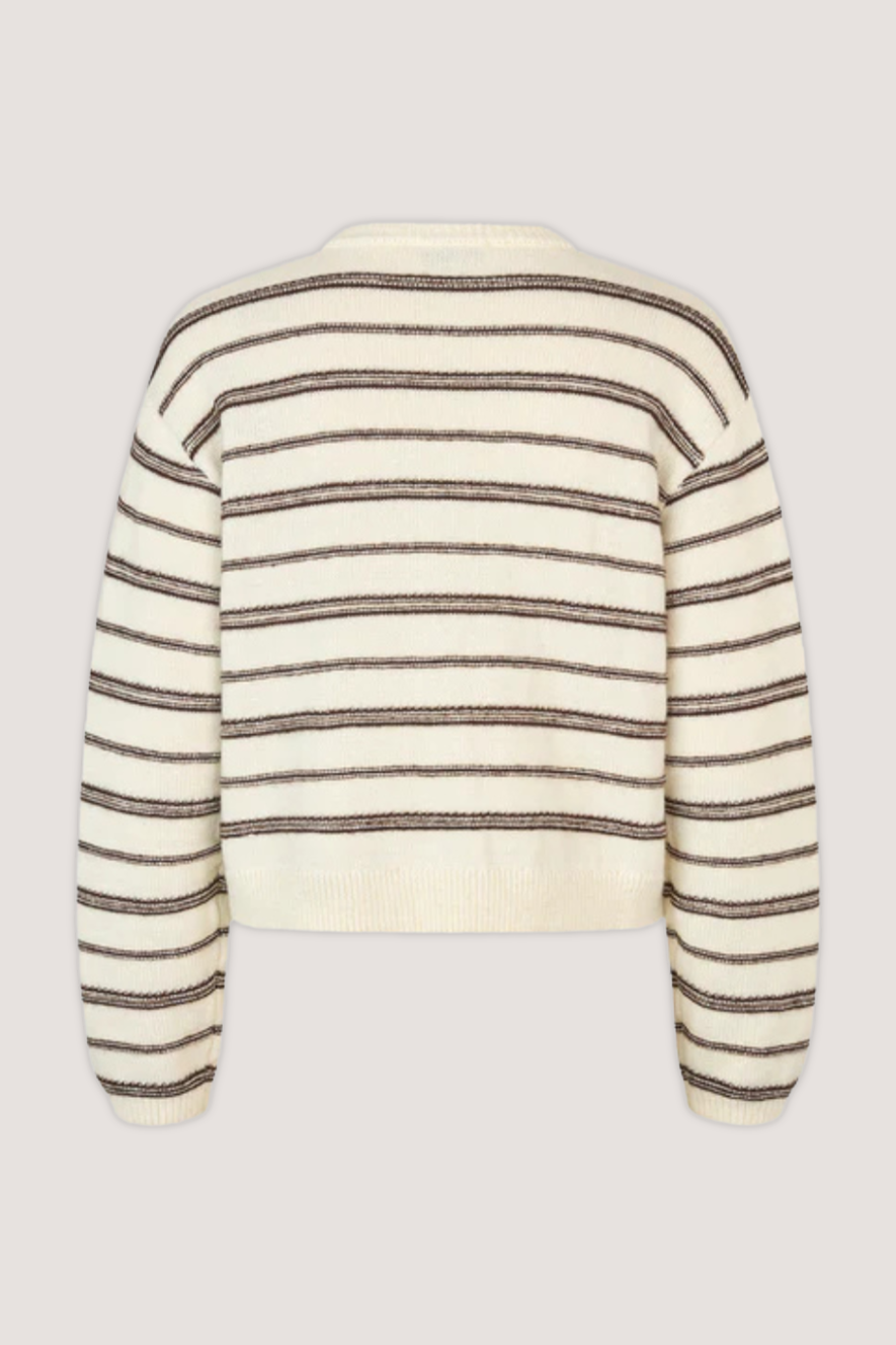 MODSTRÖM - LINEUSMD STRIPE O-NECK - SOFT WHITE CEDAR