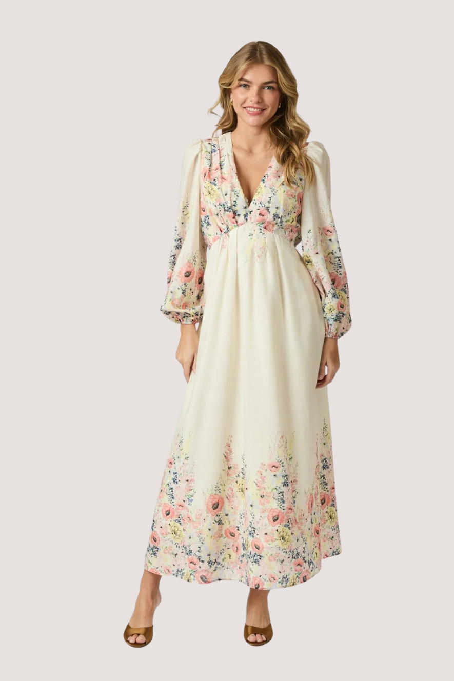 NEO NOIR - SEMILA FLOWER PRINT DRESS - CREME