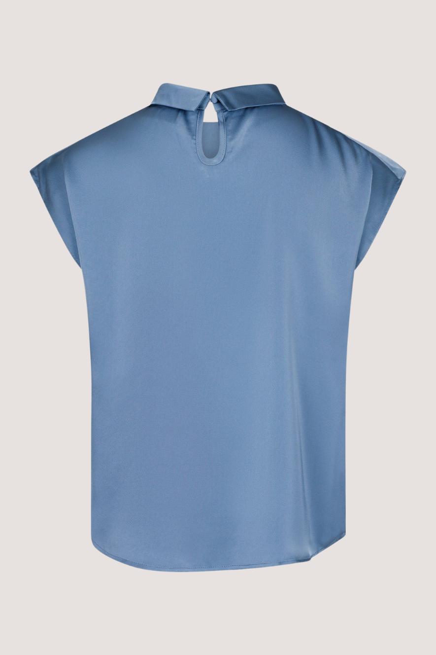 NEO NOIR - FLEUR DRAPY SATIN BLOUSE - DUSTY BLUE