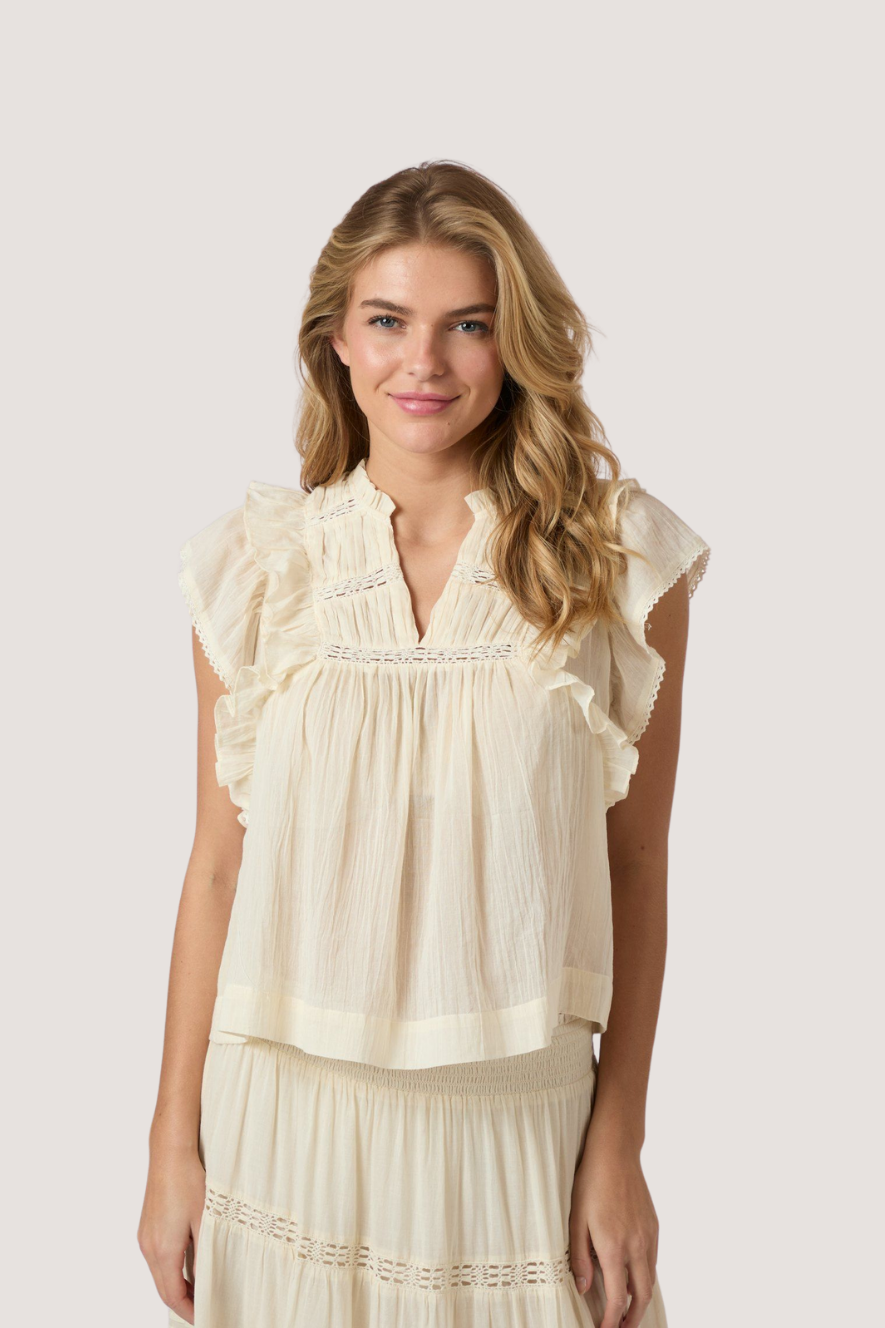 NEO NOIR - JAYLA S VOILE TOP - LIGHT YELLOW