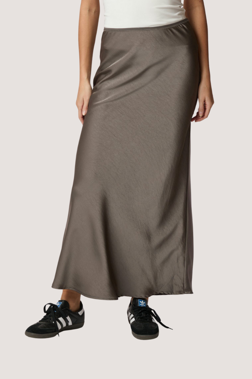 NEO NOIR - VICKY HEAVY SATEEN SKIRT - WARM GREY