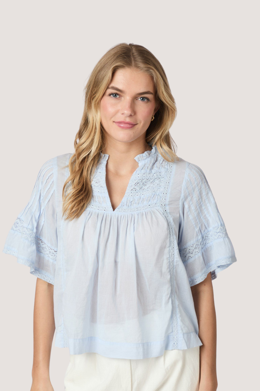 NEO NOIR -SIAMA S VOILE BLOUSE - LIGHT BLUE
