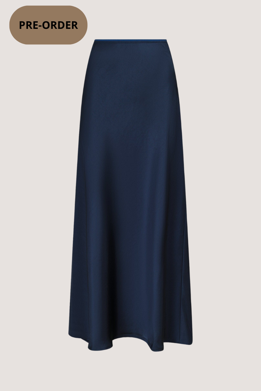 NEO NOIR - VICKY HEAVY SATEEN SKIRT - MIDNIGHT BLUE