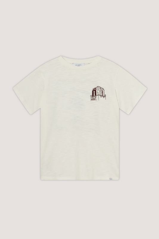 LES DEUX - HOTEL T-SHIRT - LIGHT IVORY/DARK BURGUNDY