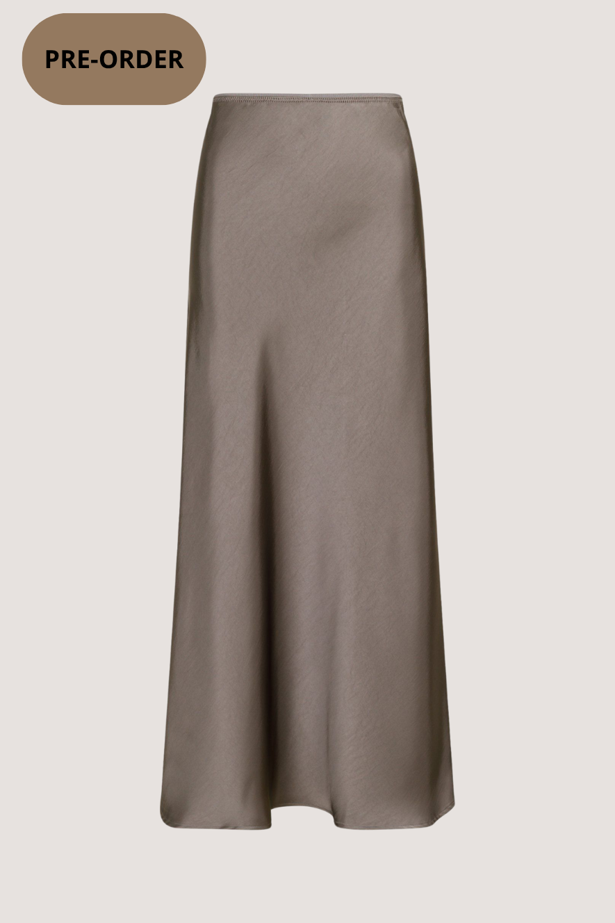 NEO NOIR - VICKY HEAVY SATEEN SKIRT - WARM GREY