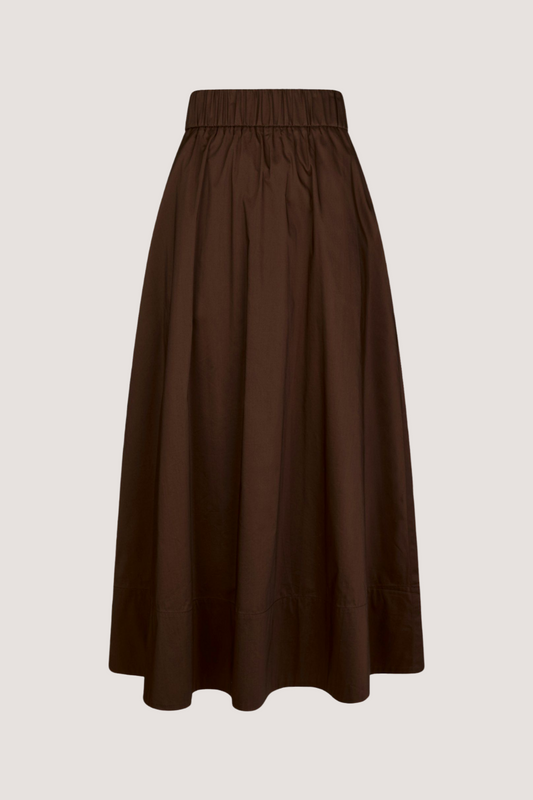 NEO NOIR - YARA LONG POPLIN SKIRT - DARK BROWN