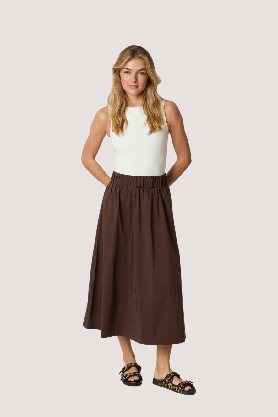 NEO NOIR - YARA POPLIN SKIRT - DARK BROWN