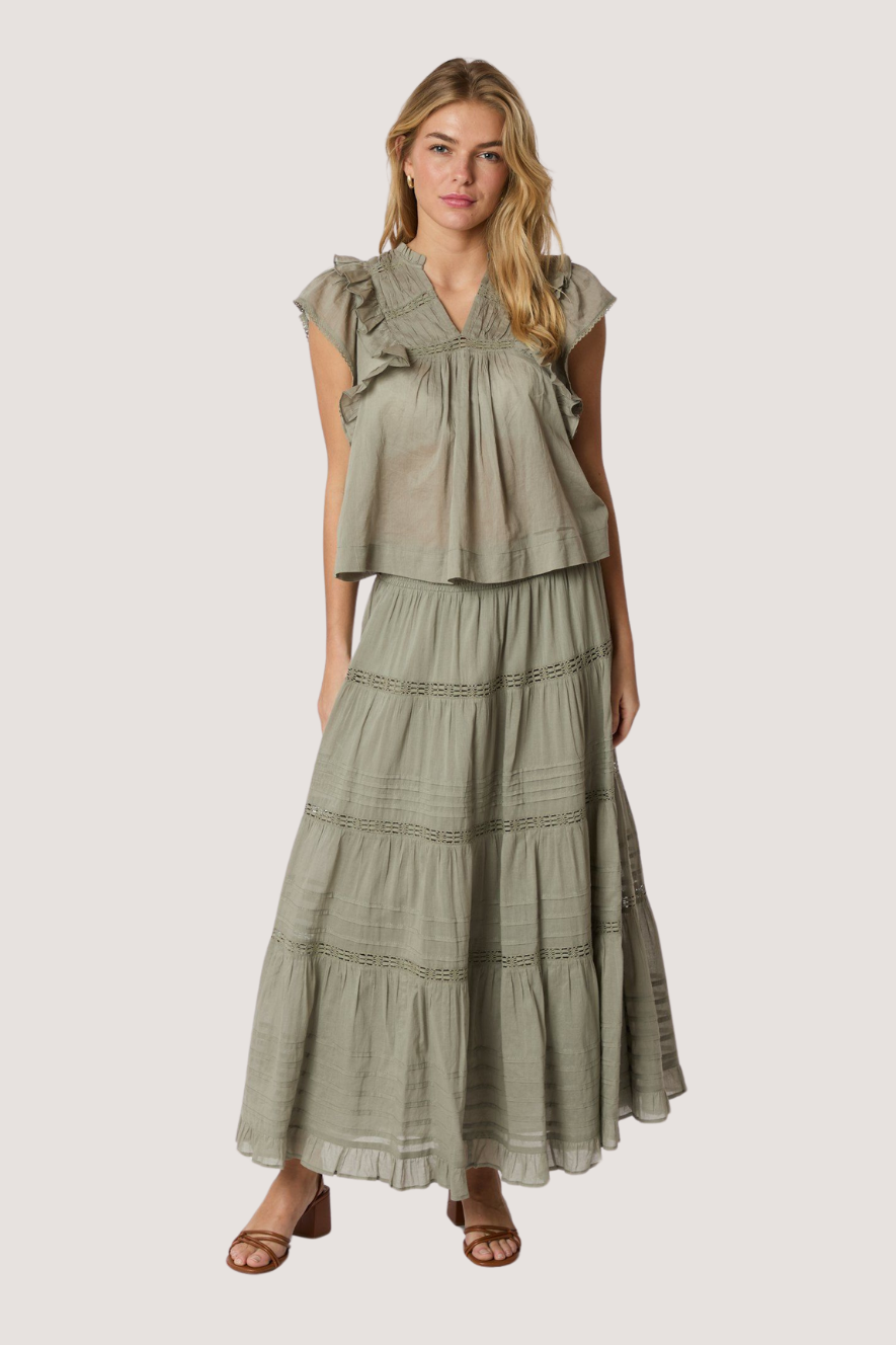 NEO NOIR - FELICIA S VOILE SKIRT - SMOKE GREEN