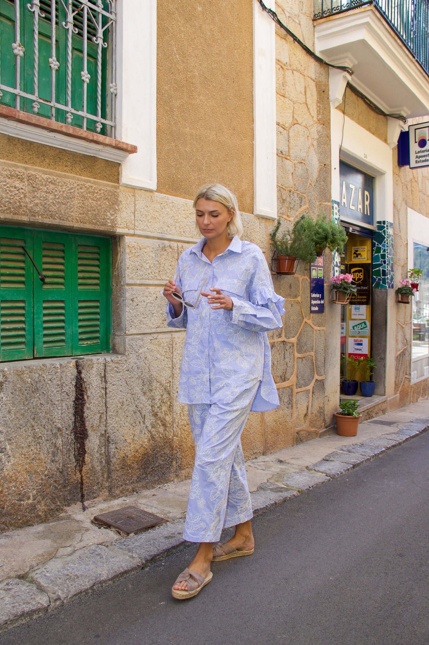 CRÁS - FLOWERCRAS SHIRT - BLUE BLOSSOM STRIPE