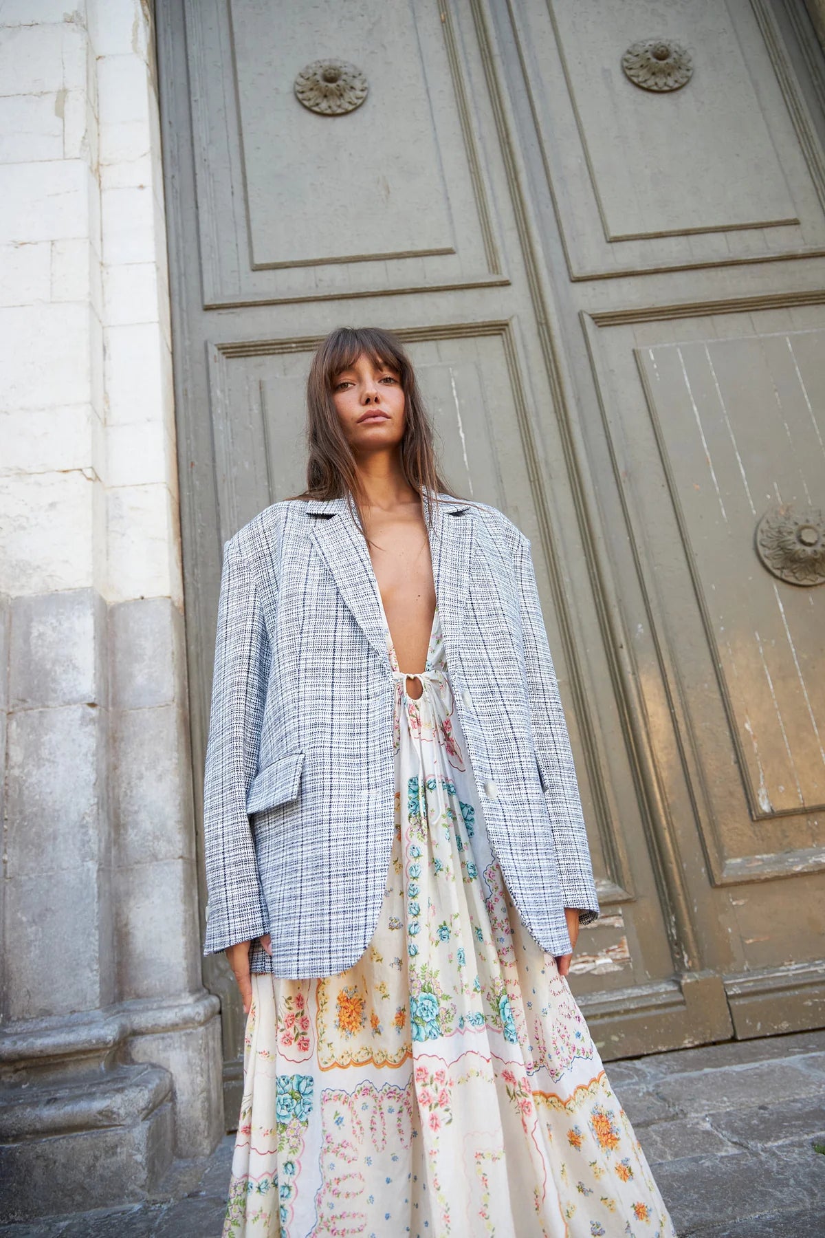 STELLA NOVA - COTTON TISSUE PRINTED MAXI DRESS - HANDKERCHIEF PRINT