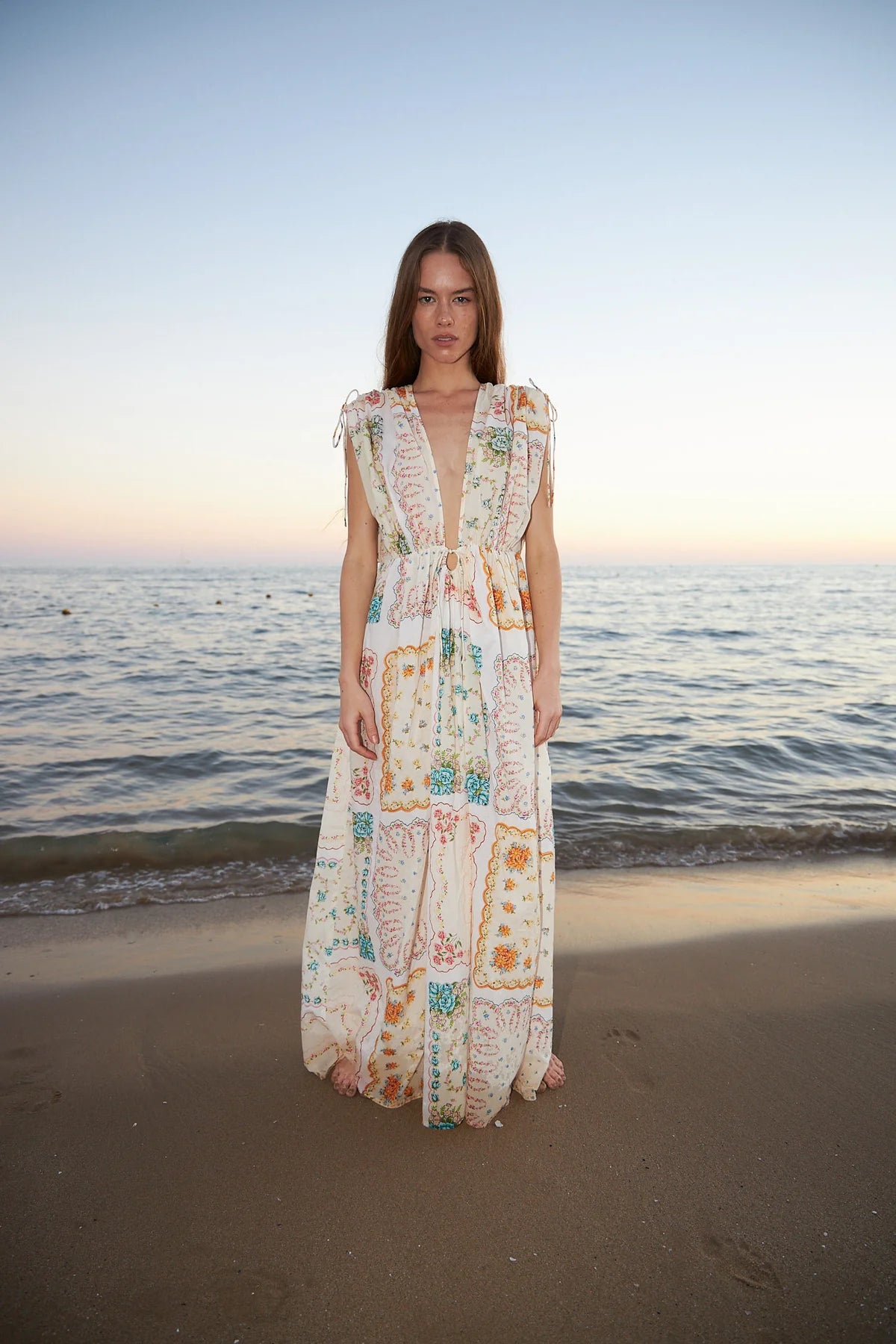 STELLA NOVA - COTTON TISSUE PRINTED MAXI DRESS - HANDKERCHIEF PRINT
