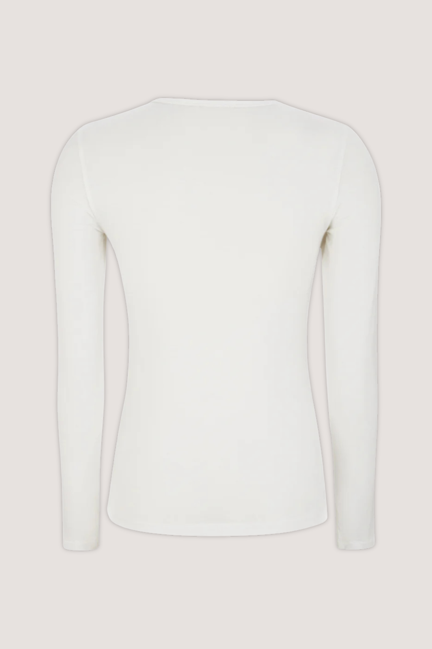 ESMÉ STUDÍOS - ESPENELOPE LS O-NECK SLIM T-SHIRT - WHITE