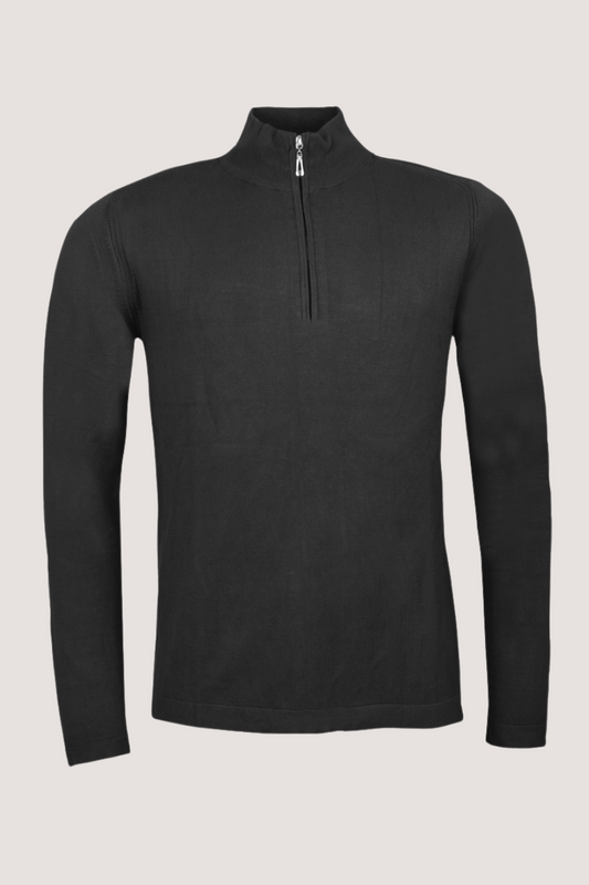 JEFF - FRANKIE KNIT HALF ZIP - BLACK