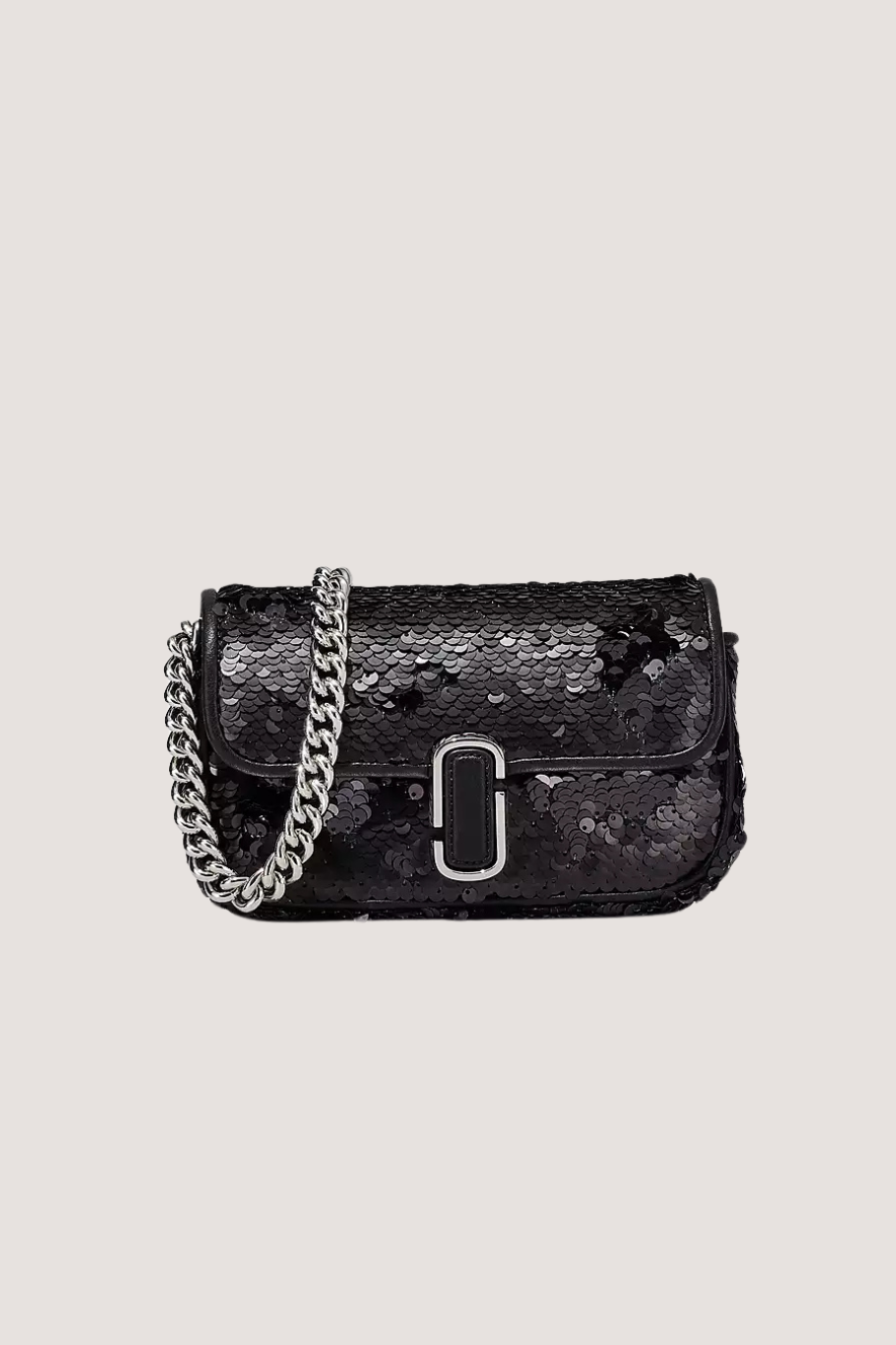 MARC JACOBS - THE SEQUIN J MARC MINI SHOULDER BAG - BLACK