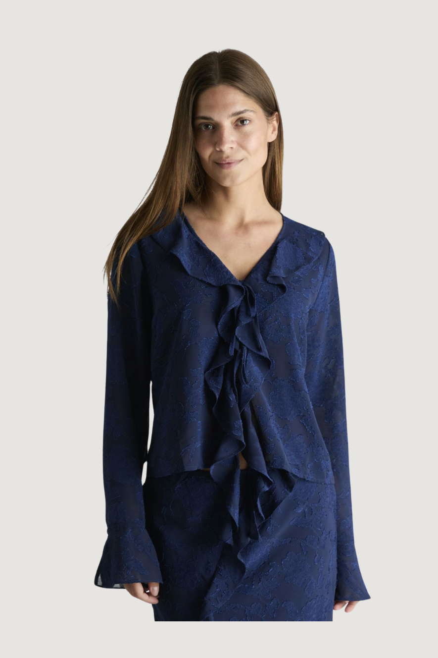 NEO NOIR - ANIKA BURNOUT BLOUS - NAVY