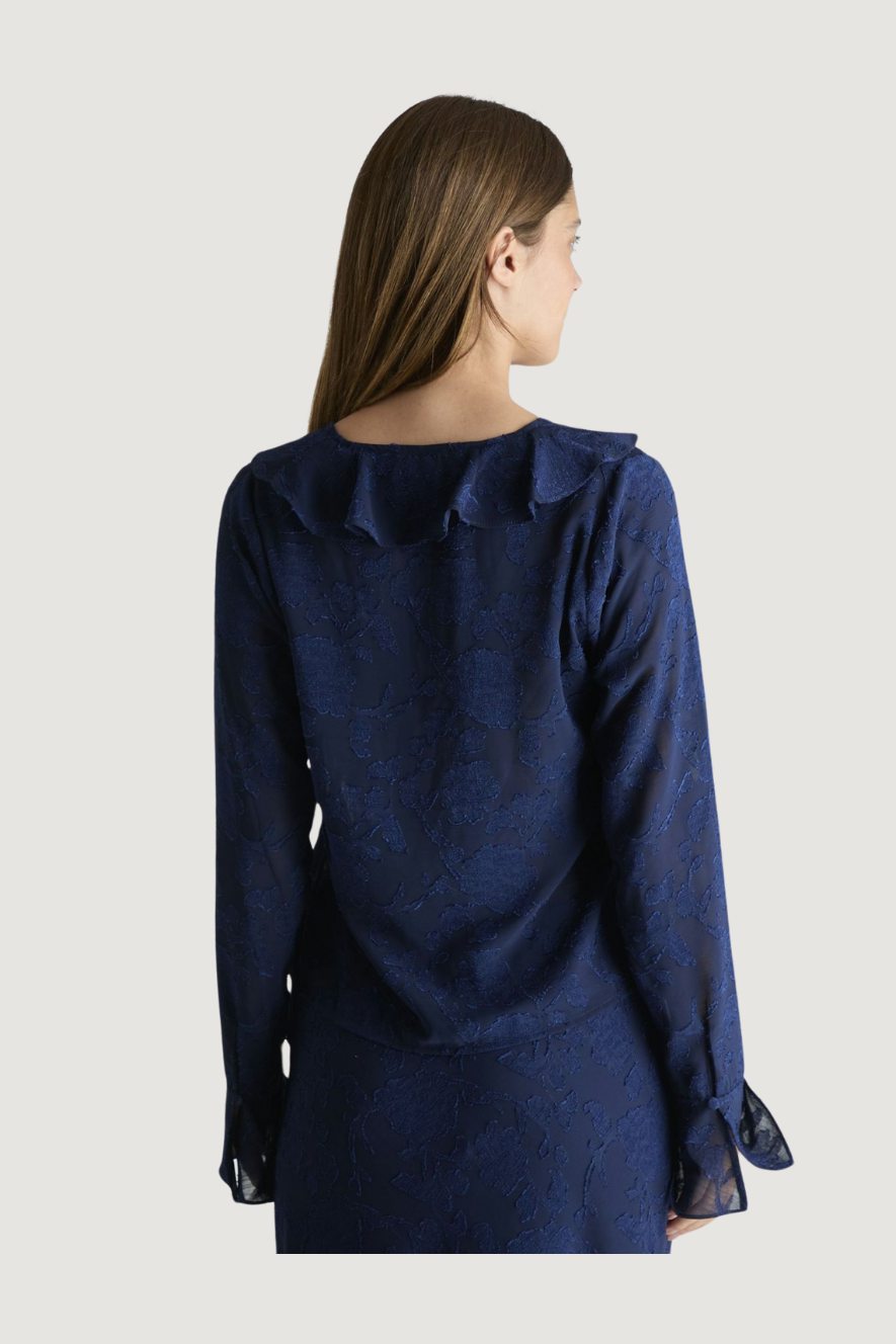 NEO NOIR - ANIKA BURNOUT BLOUS - NAVY