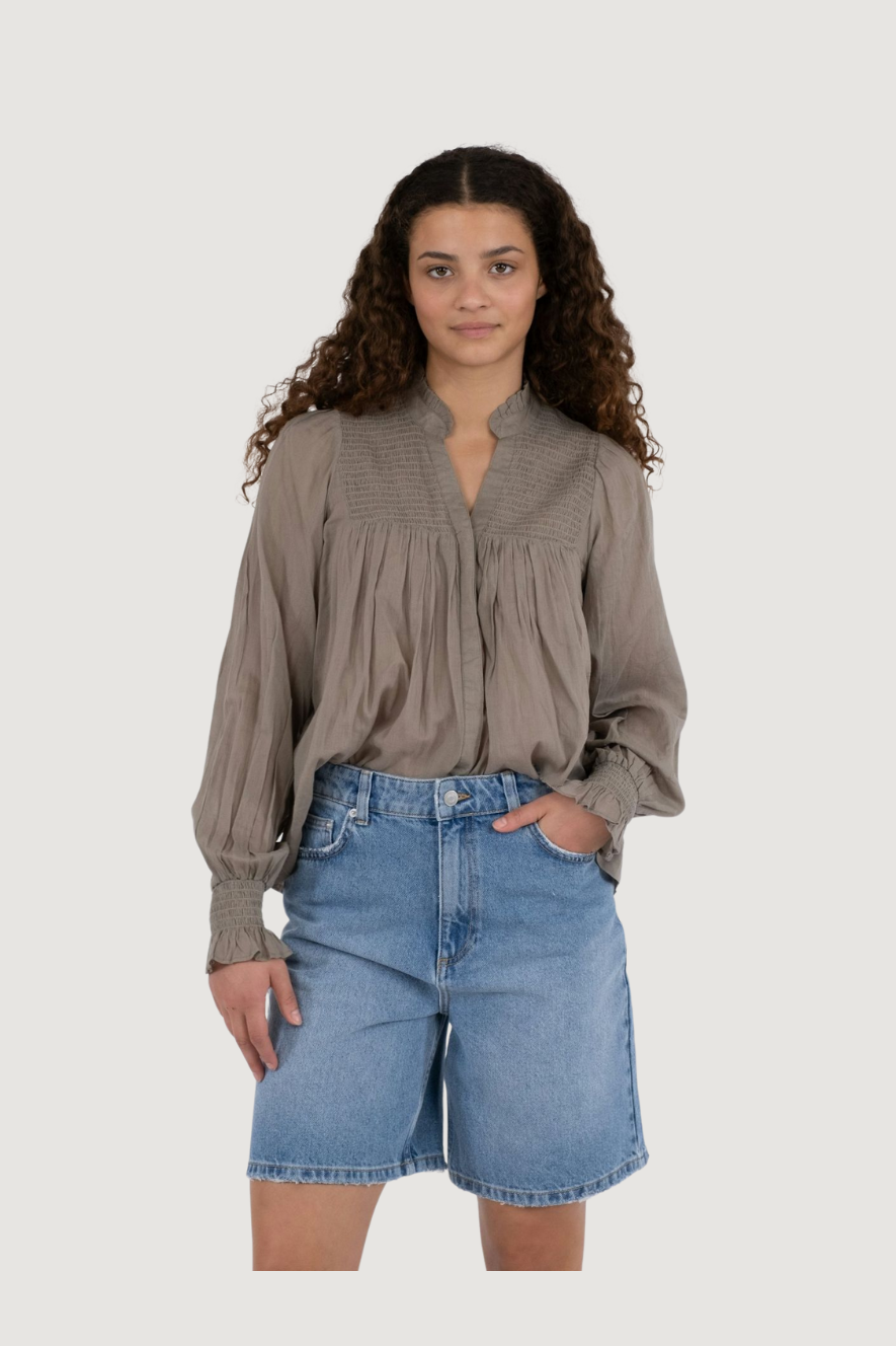 NEO NOIR - JILL S VOILE BLOUSE - SMOKE GREEN