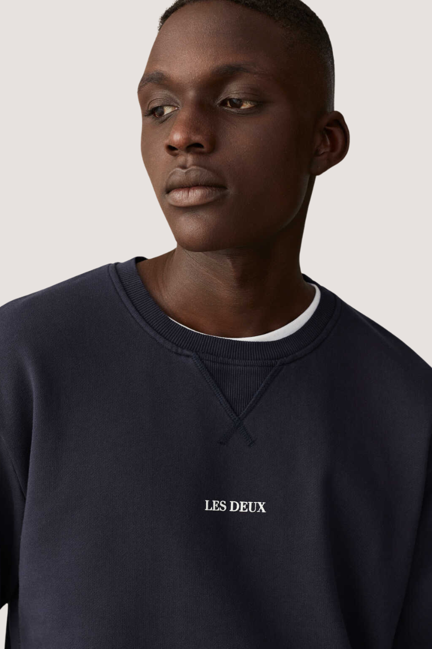 LES DEUX - LENS SWEATSHIRT - DARK NAVY/WHITE