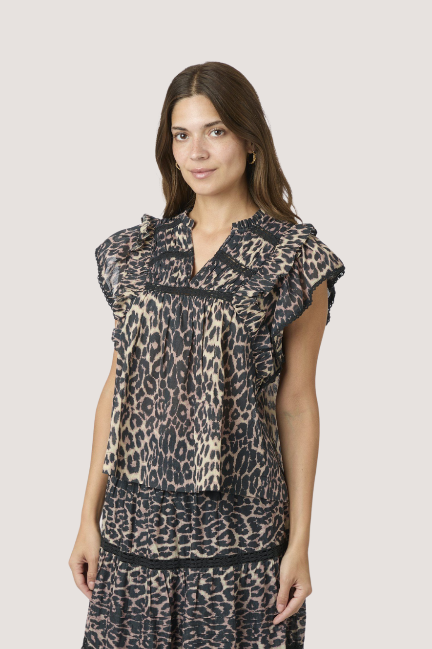 NEO NOIR - JAYLA LEO VOILE TOP - LEOPARD