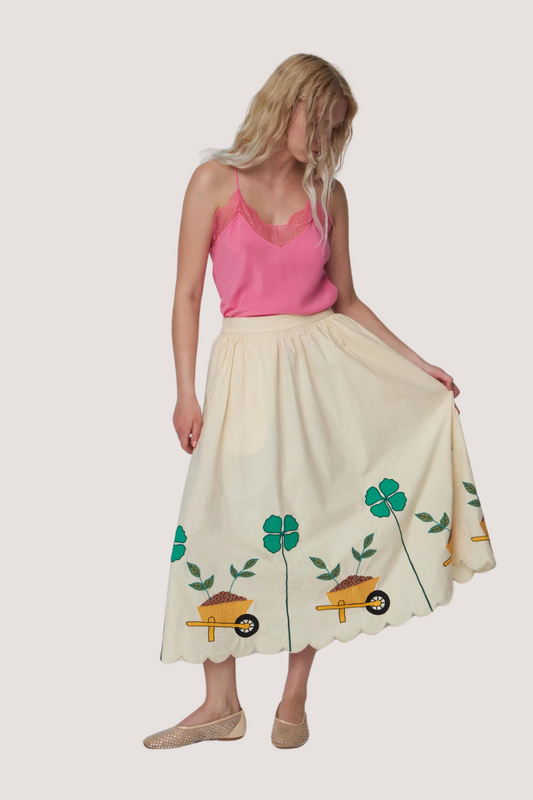 STELLA NOVA - EMBROIDERED MIDI SKIRT - IVORY
