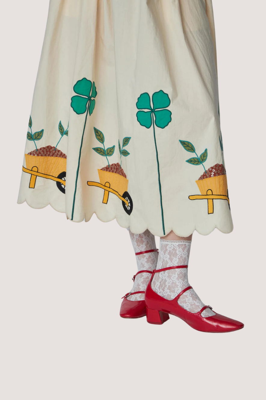 STELLA NOVA - EMBROIDERED MIDI SKIRT - IVORY