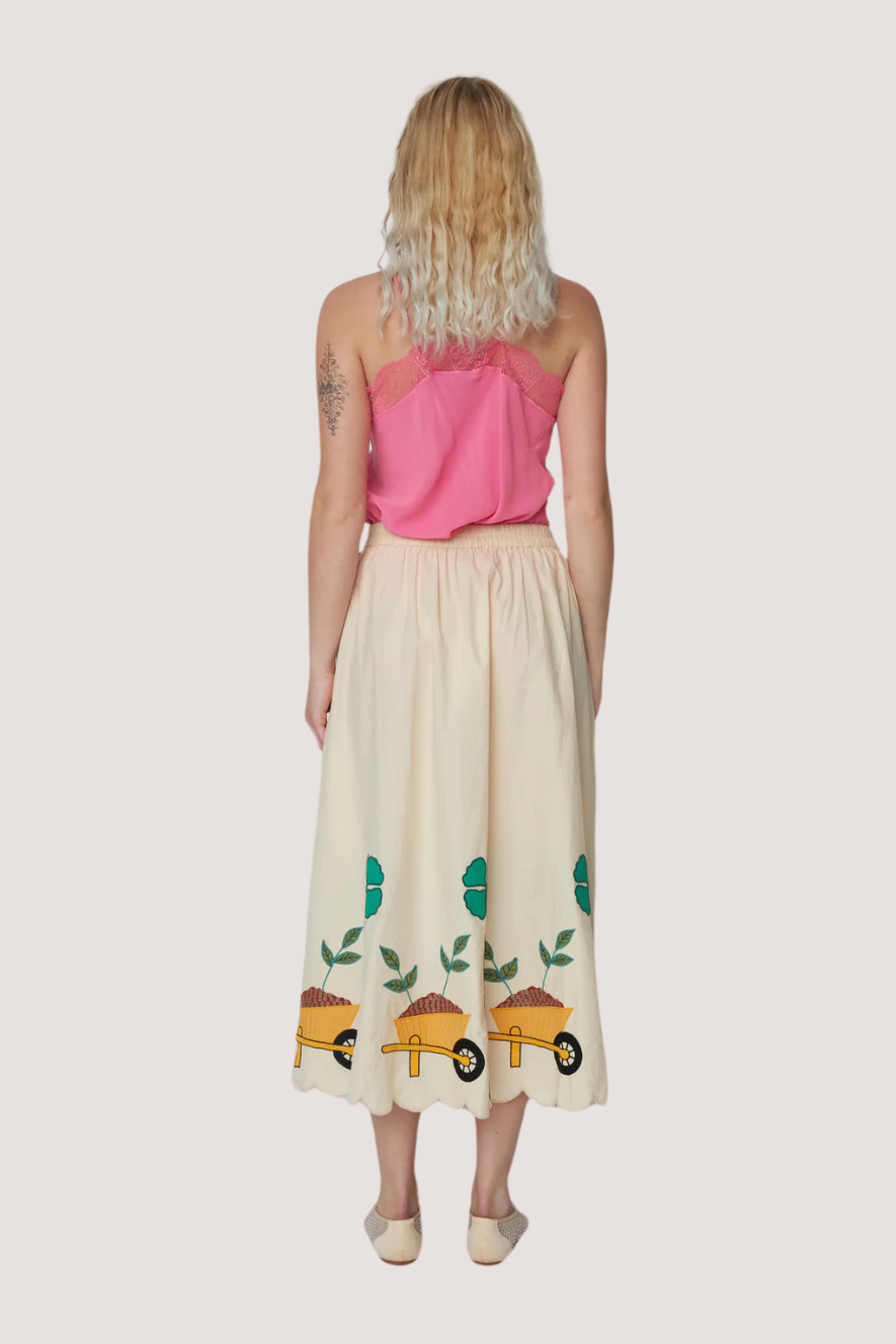 STELLA NOVA - EMBROIDERED MIDI SKIRT - IVORY