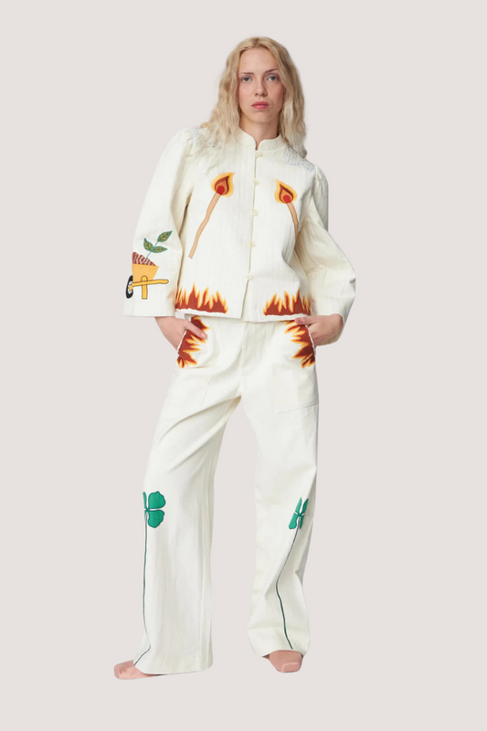 STELLA NOVA - PATCHWORK ELEMENTS COTTON JACKET - CREME