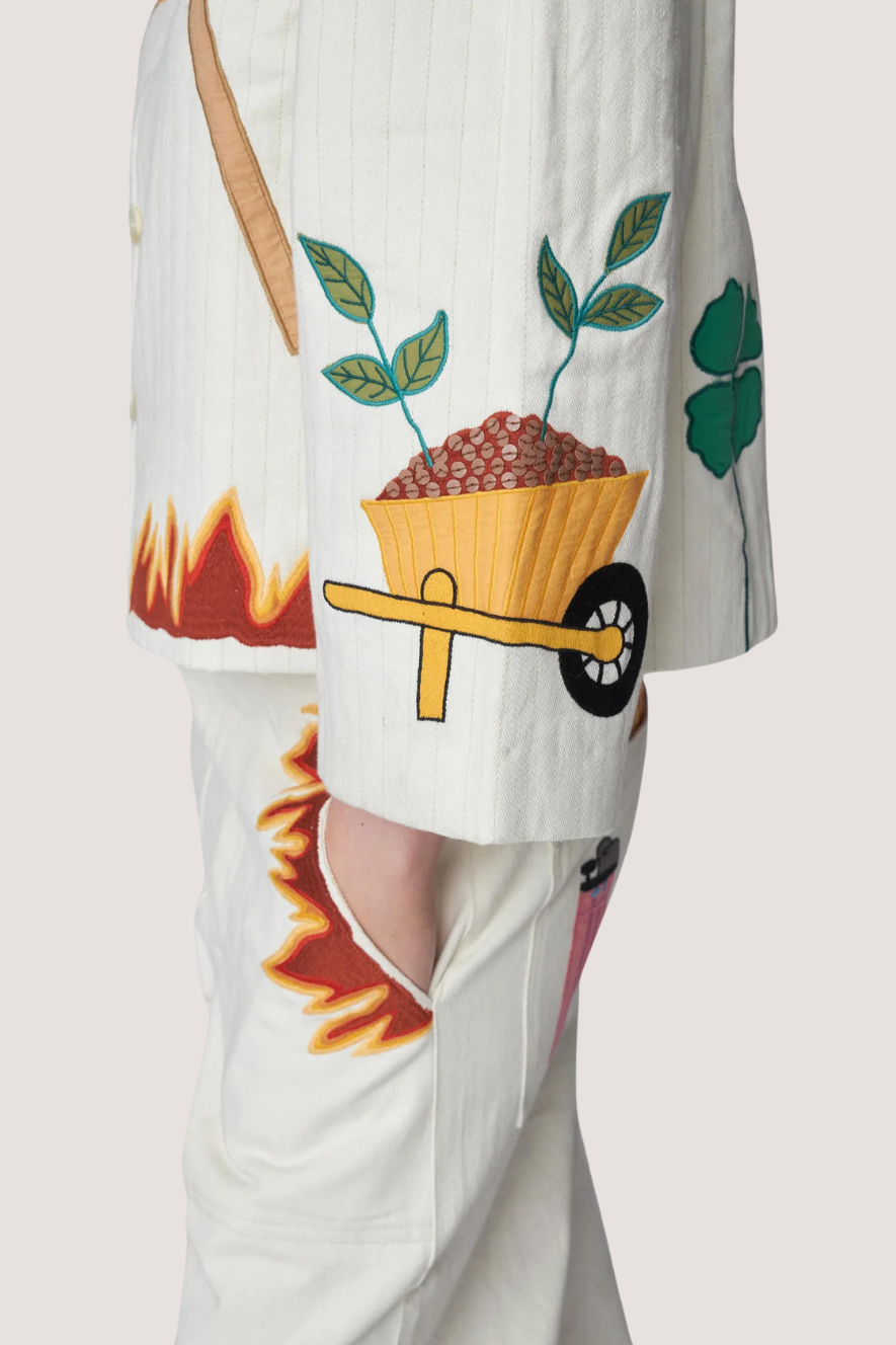 STELLA NOVA - PATCHWORK ELEMENTS COTTON JACKET - CREME