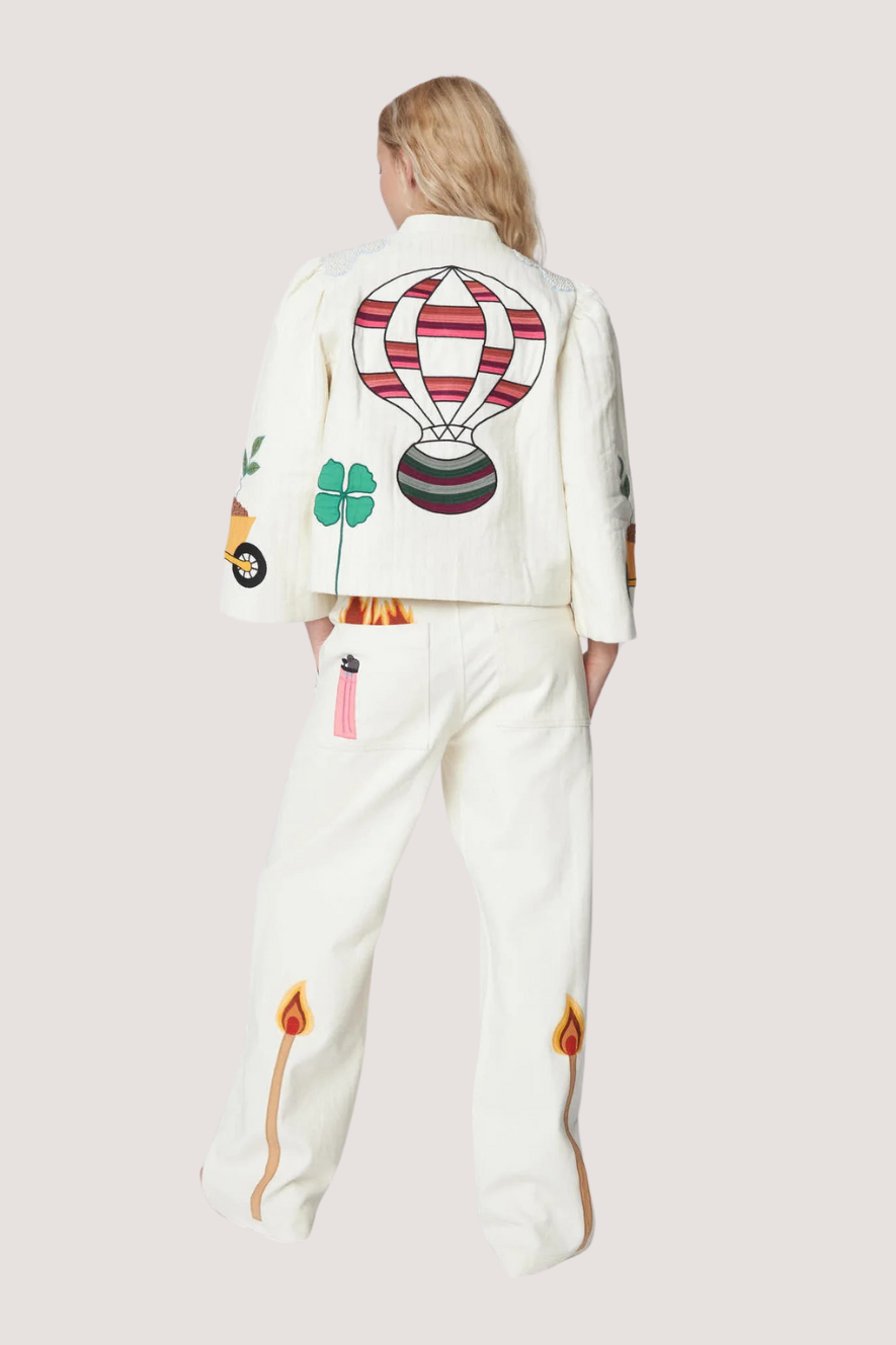 STELLA NOVA - PATCHWORK ELEMENTS COTTON JACKET - CREME