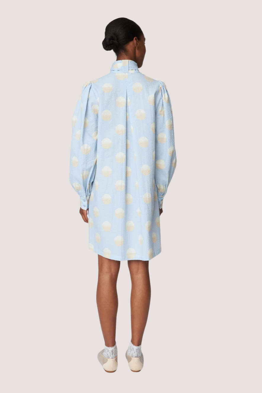 STELLA NOVA - BIG DOT DRESS WITH BOW TIE - LIGHT BLUE