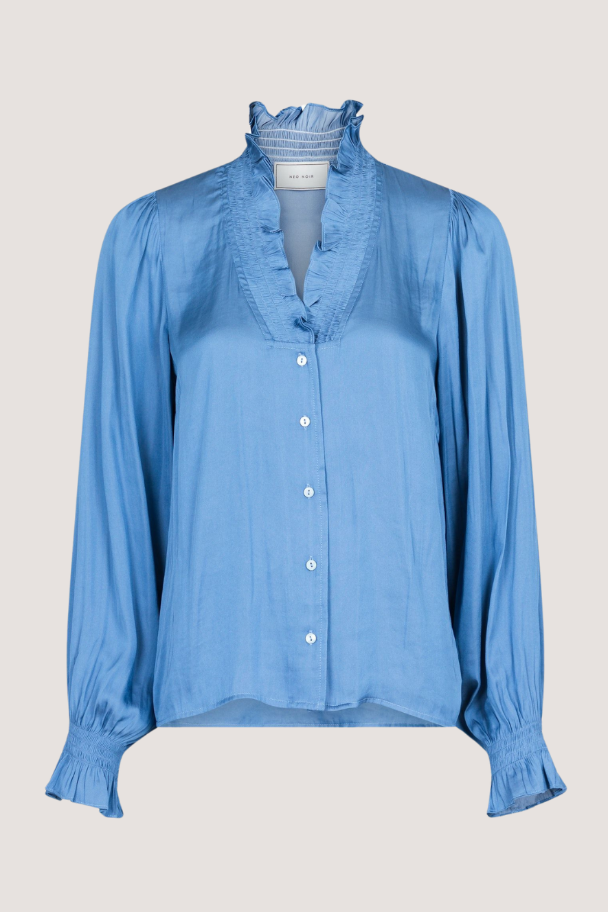 NEO NOIR - BRIELLE SATIN BLOUSE - BLUE