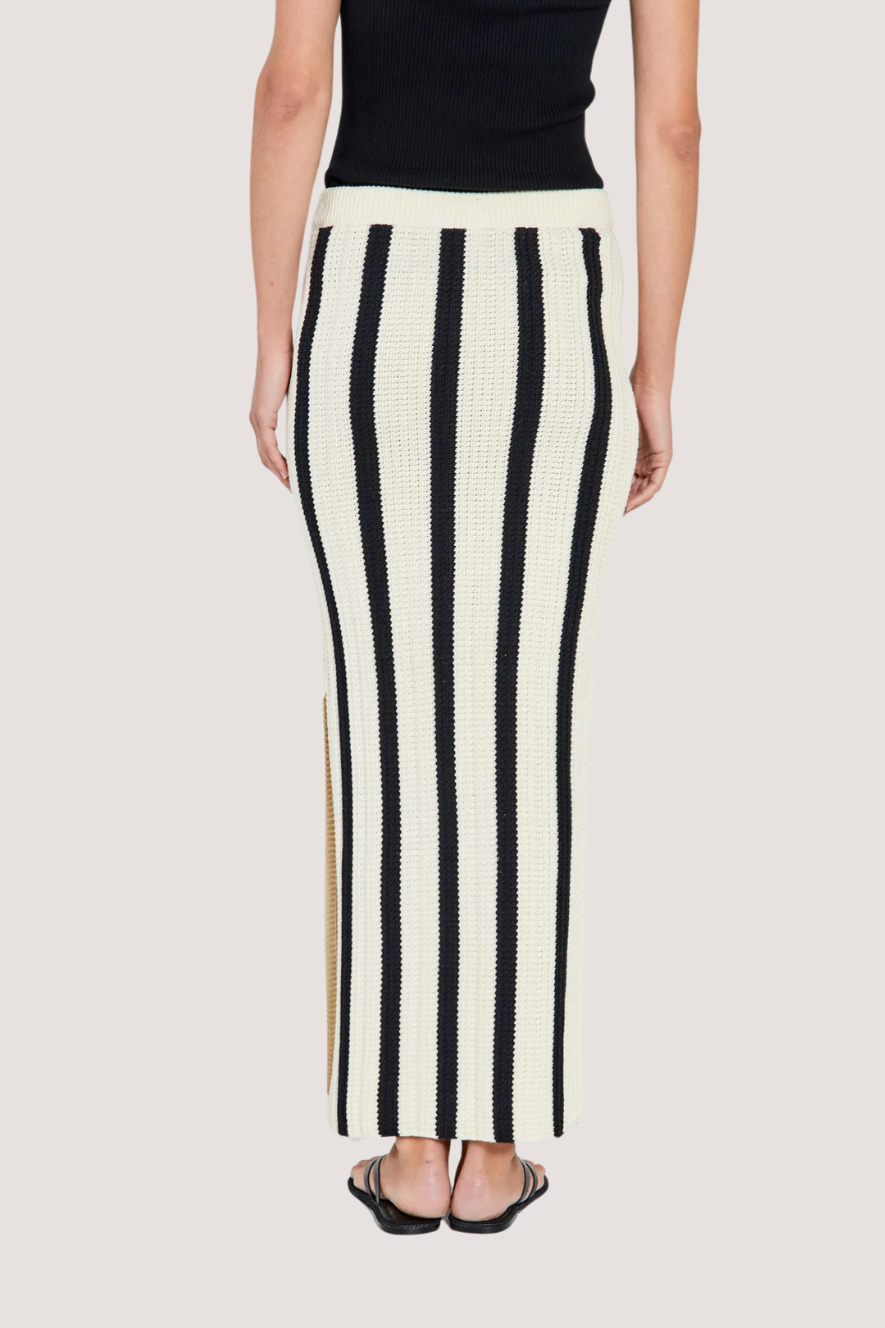 NORR - STILLA BLOCKING KNIT SKIRT - BLACK STRIPE