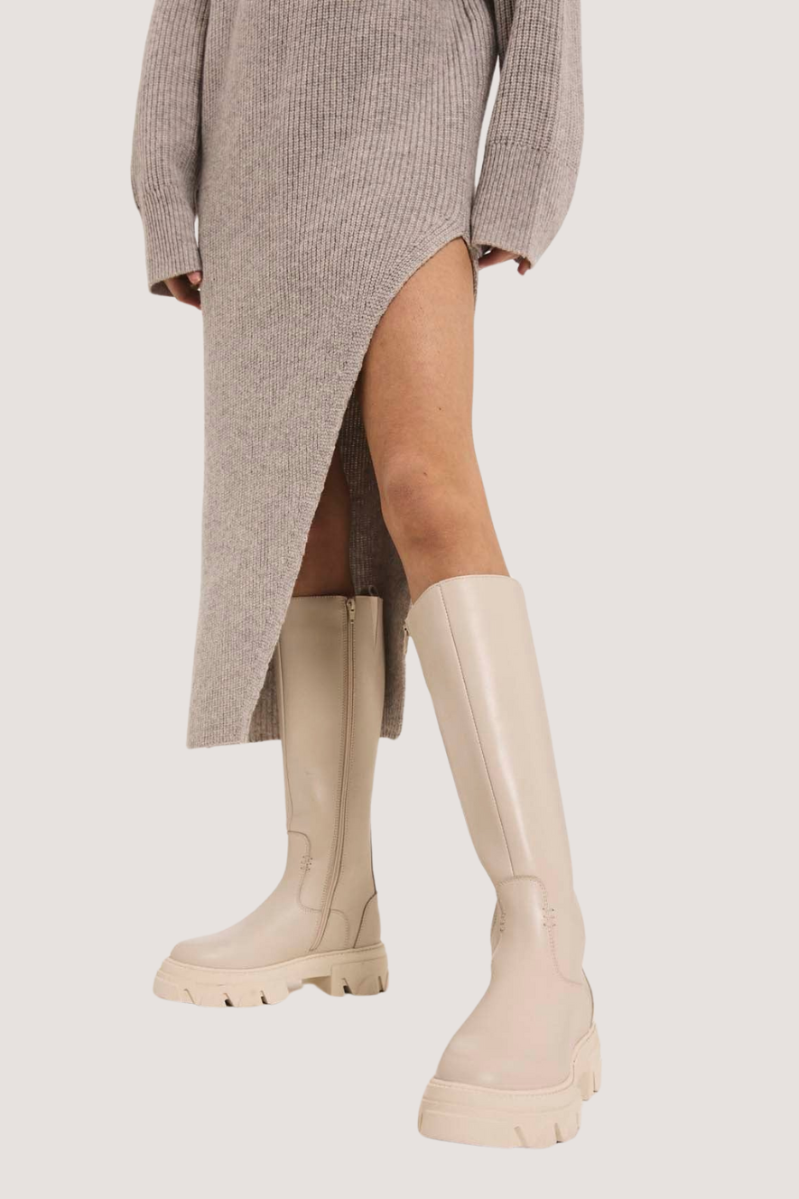 NORR - SINNA SLIT DRESS - LIGHT GREY MELANGE