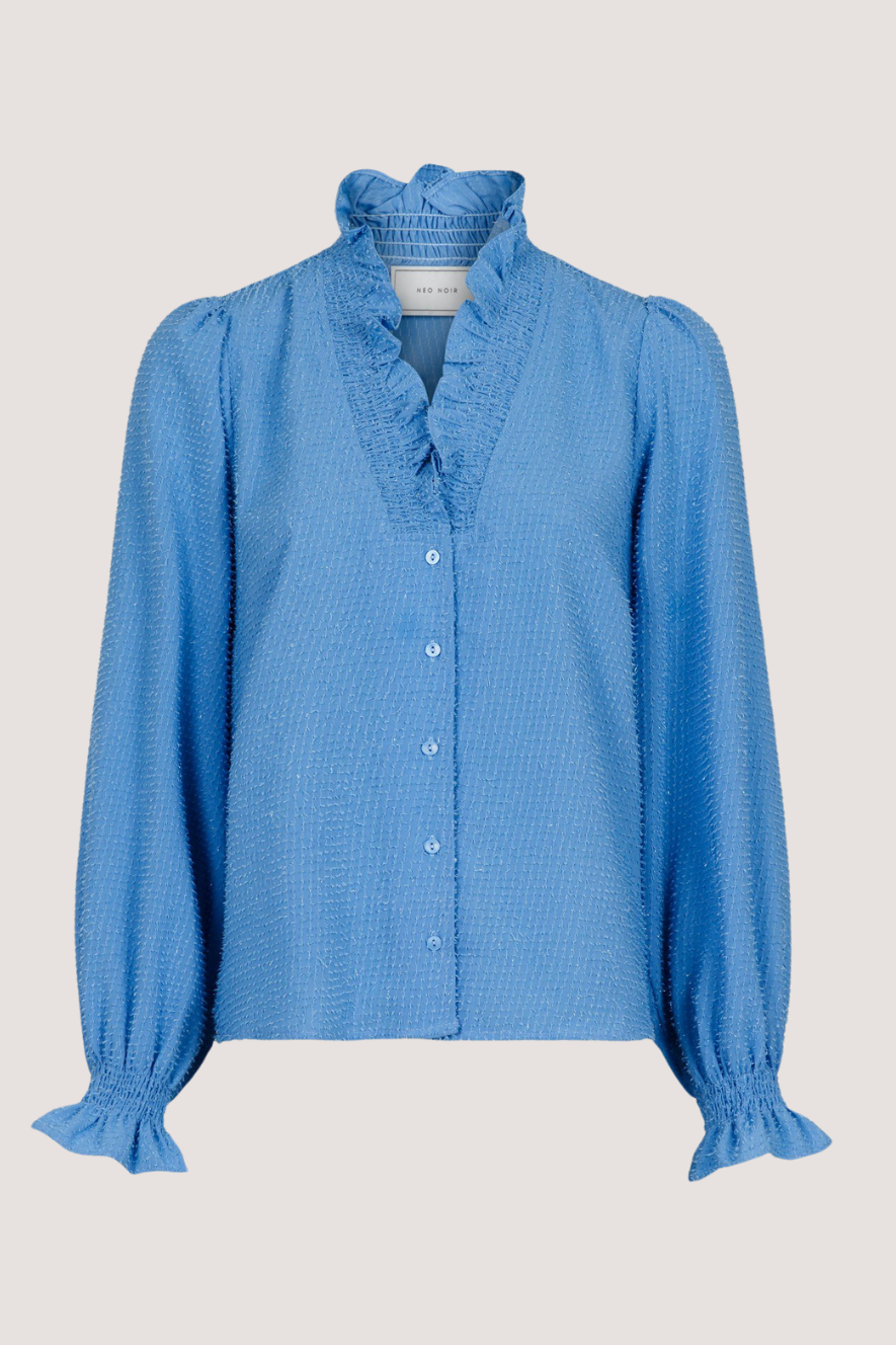 NEO NOIR - BRIELLE GLITTER BLOUSE - DUSTY BLUE