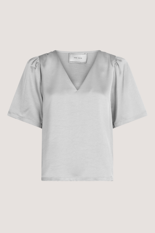 NEO NOIR - LARGO HEAVY SATEEN BLOUSE - SILVER