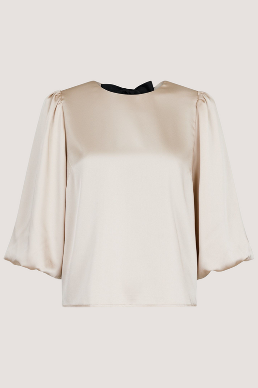 NEO NOIR - LORRAINE SOFT SATIN BLOUSE - CHAMPAGNE