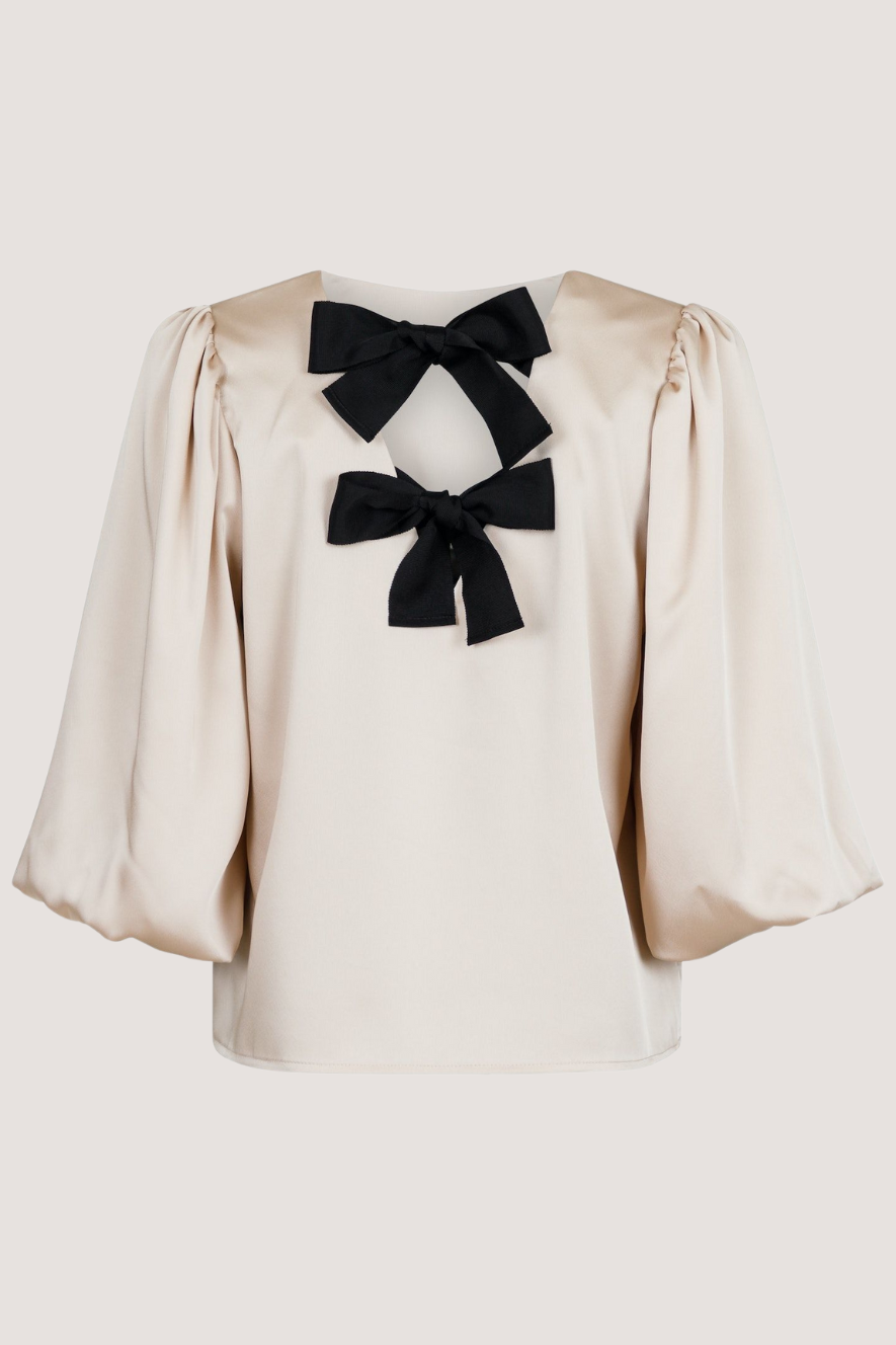 NEO NOIR - LORRAINE SOFT SATIN BLOUSE - CHAMPAGNE