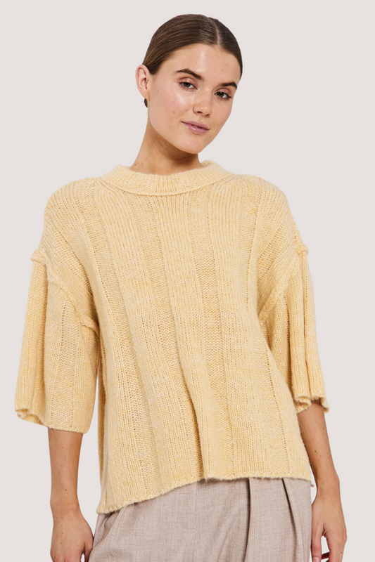 NORR - FUSCIA RIB KNIT TEE - LIGHT YELLOW MÉLANGE