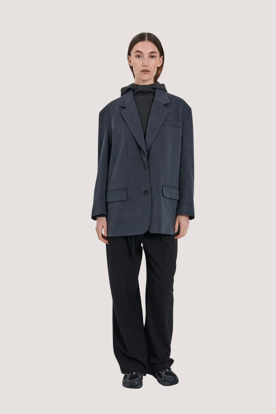 NORR - CANO BLAZER - DARK GREY MELANGE