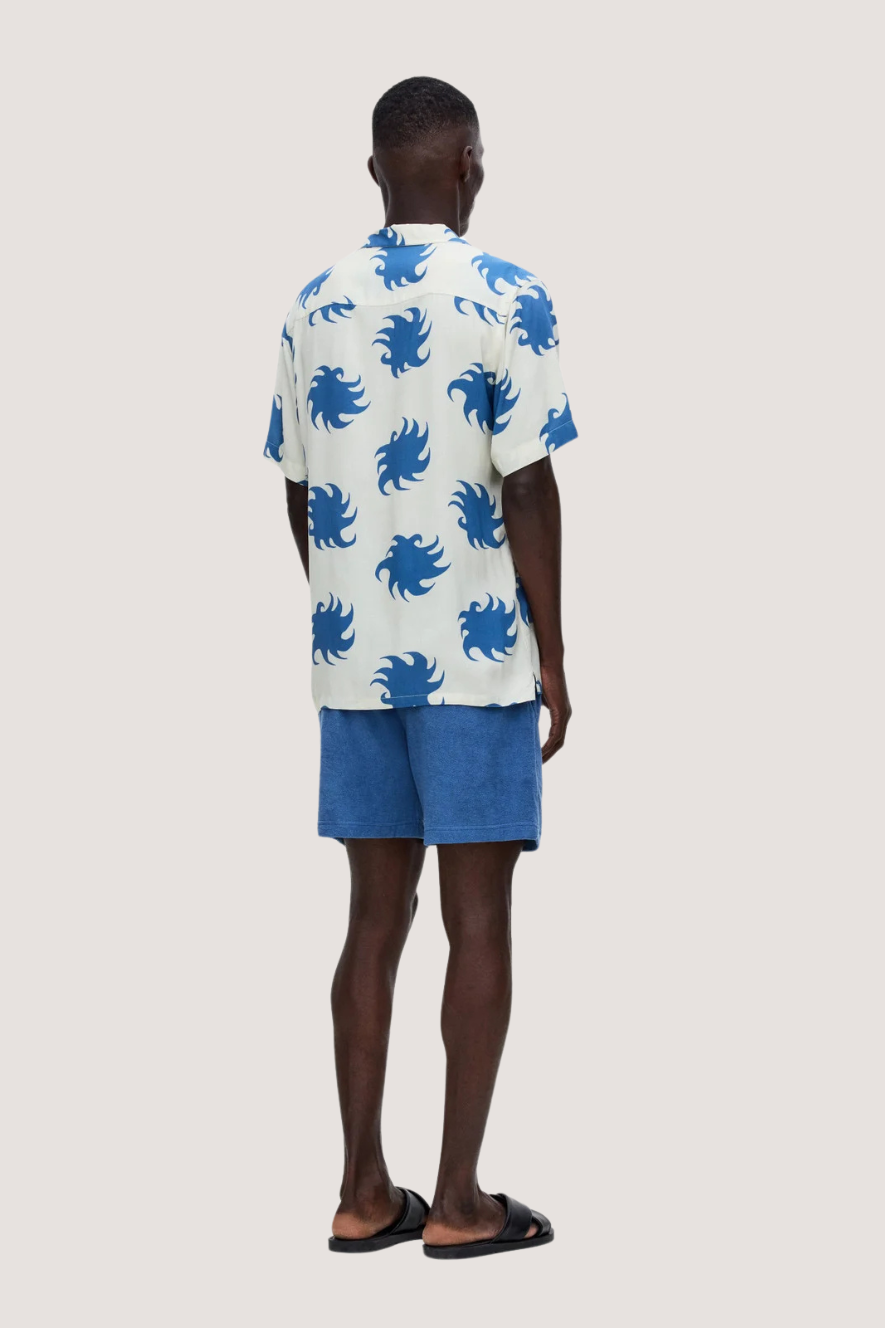 OAS COMPANY - SKY EMBER VISCOSE SHIRT - IVORY/BLUE