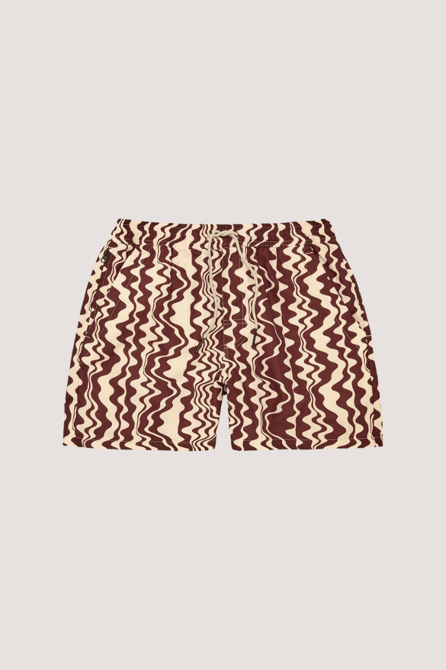 OAS COMPANY - RUBY VERVE SWIM SHORTS - IVORY/WINE RED