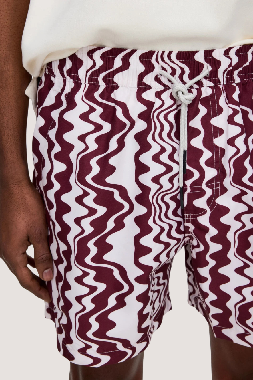 OAS COMPANY - RUBY VERVE SWIM SHORTS - IVORY/WINE RED