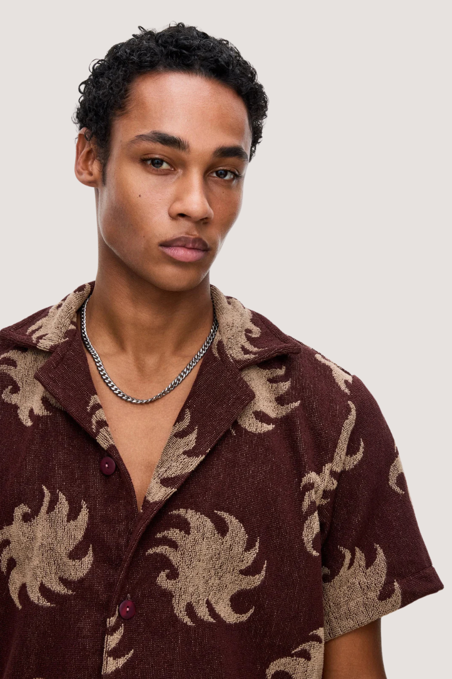 OAS COMPANY - MOCHA EMBER CUBA TERRY SHIRT - WINE RED