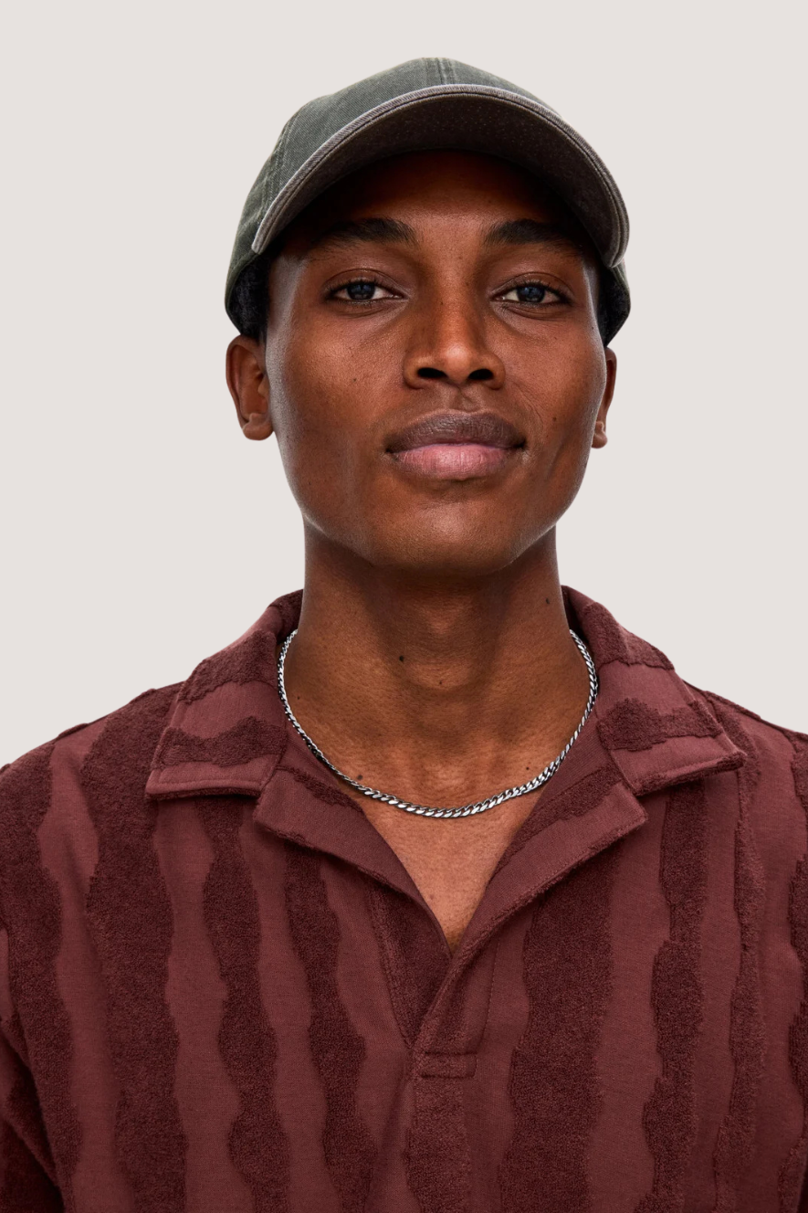 OAS COMPANY - TOTEM POLO TERRY SHIRT - WINE RED