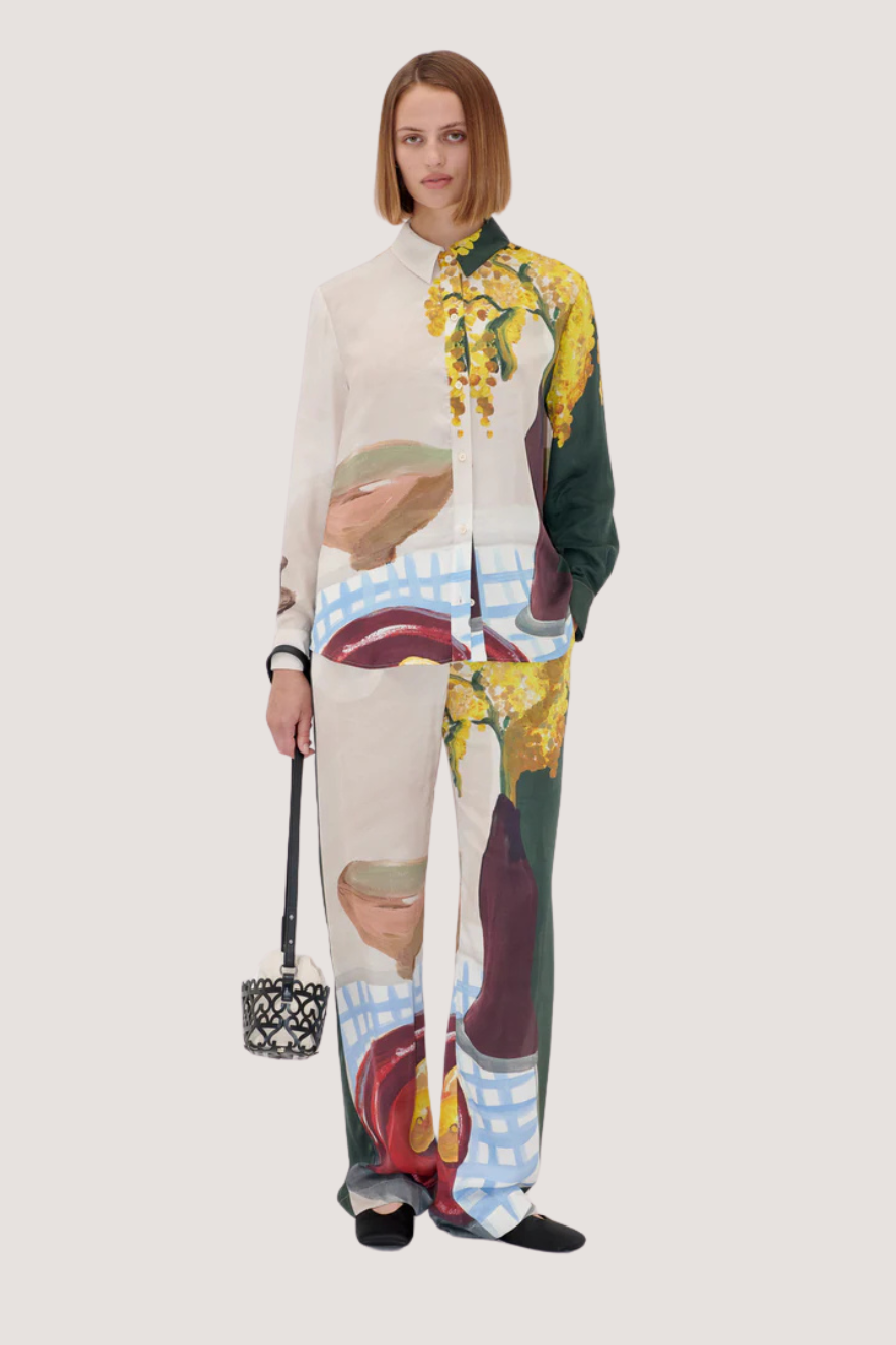 STINE GOYA - ELASTICATED LONG PANTS - LEMONS ON A PLATE