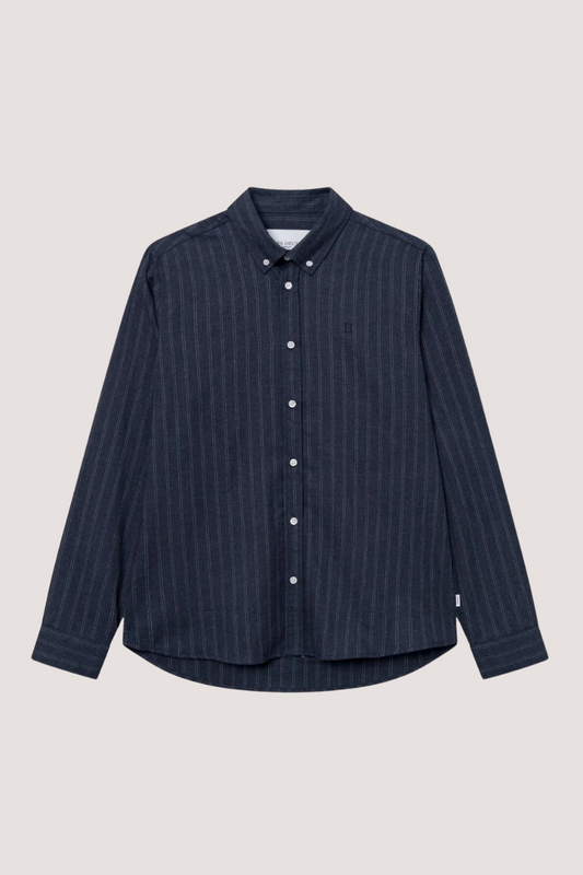 LES DEUX - DESERT REG STRIPE SHIRT - DARK NAVY/IVORY