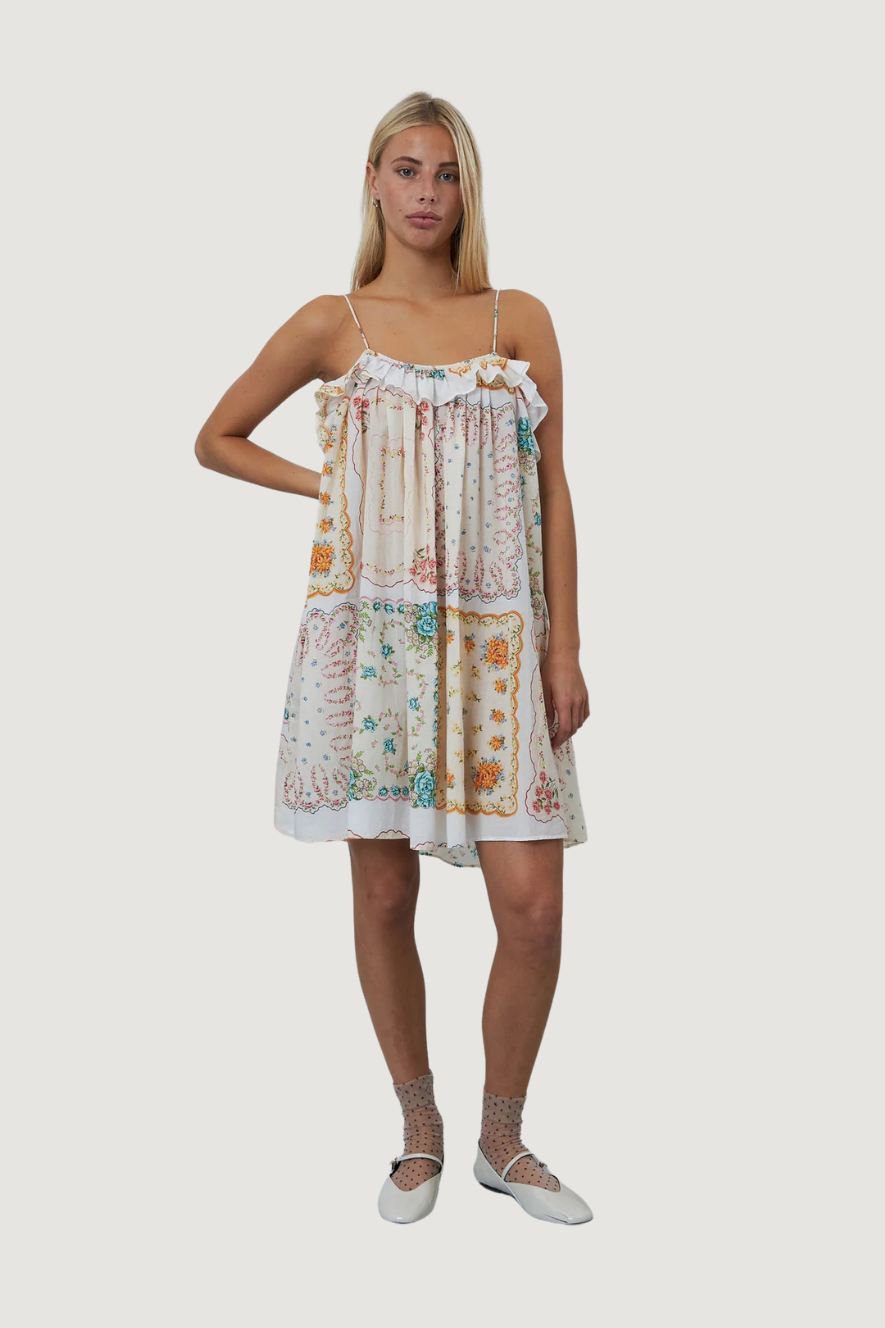 STELLA NOVA - COTTON TISSUE PRINTED MINI DRESS - HANDKERCHIEF PRINT