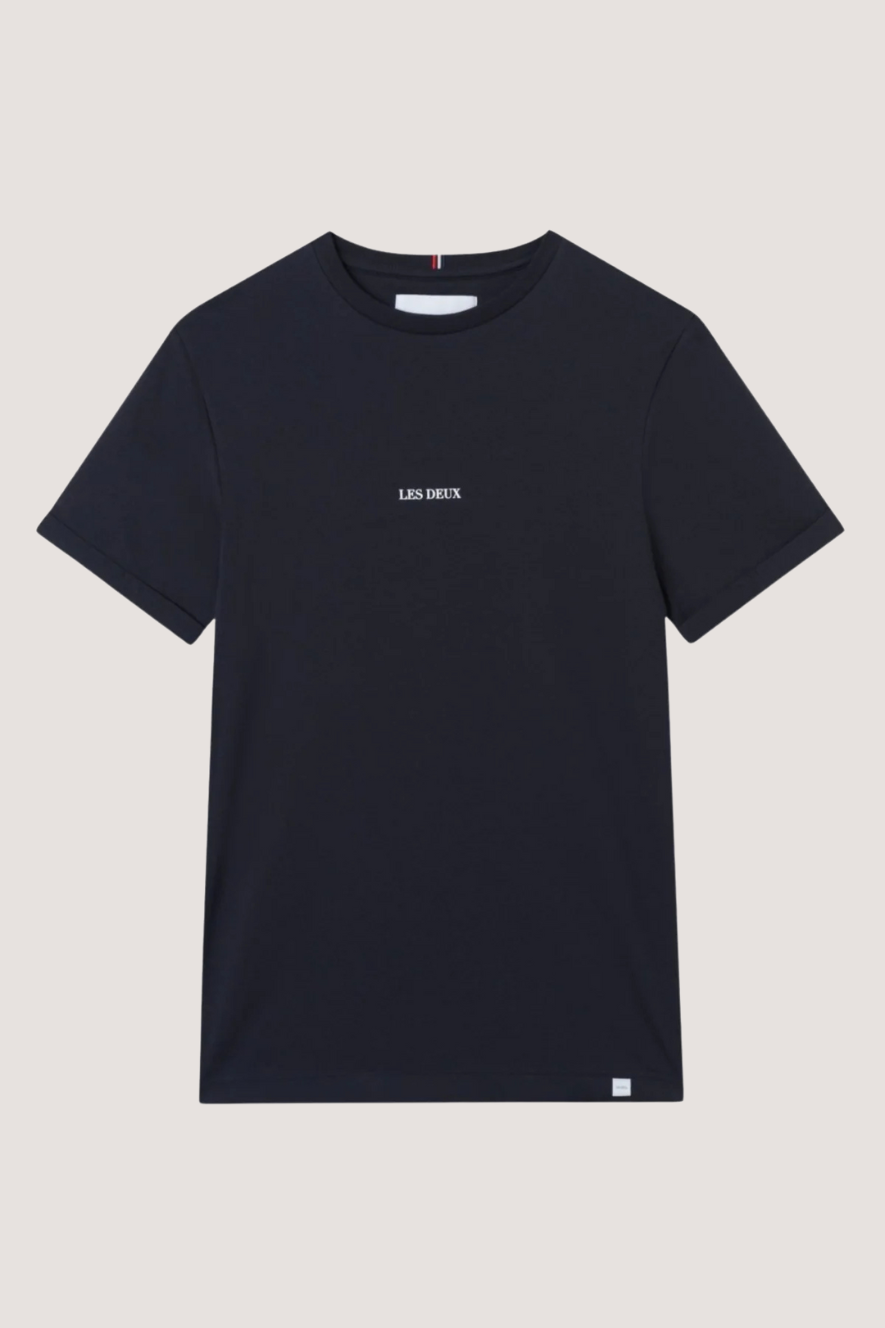 LES DEUX - LENS T-SHIRT - DARK NAVY/WHITE